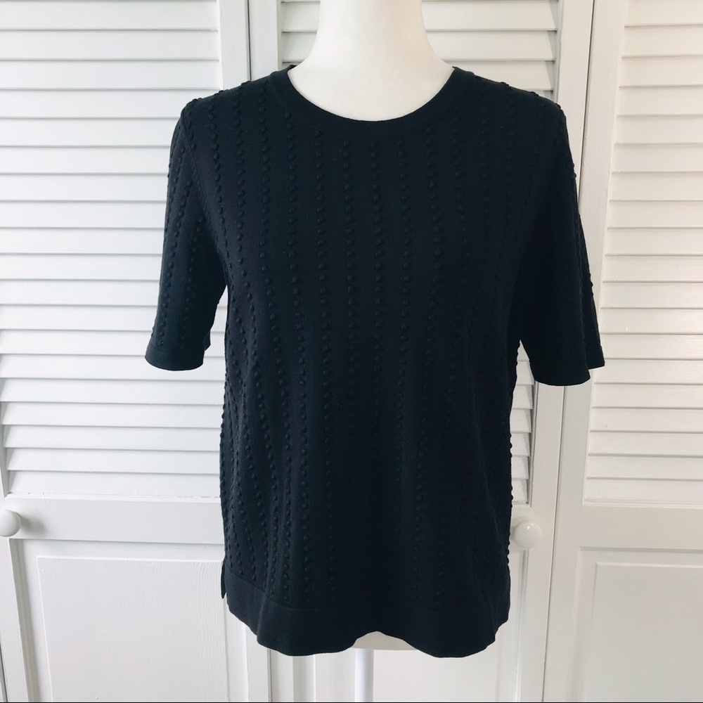 CATHERINE MALANDRINO Black Polka Dot Sweater Size Large